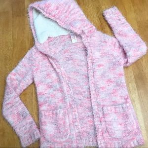 Girls Cat n Jack marbled pink hooded cardigan